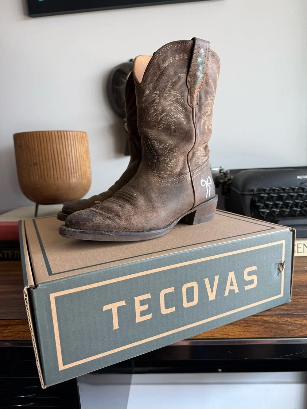 GIRLS Tecovas Brown Leather Western Boots